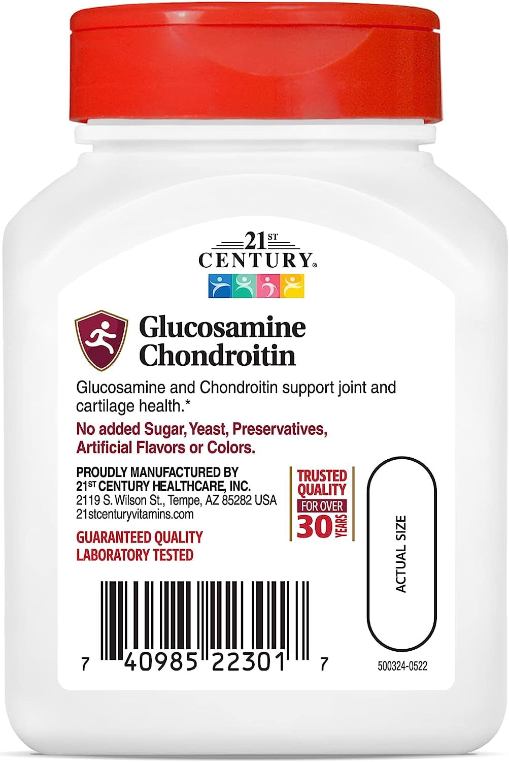 21st Glucosamine Chondroitin 500 mg/400 mg Capsules Century Double Strength, 60 Ct, 6 Pack