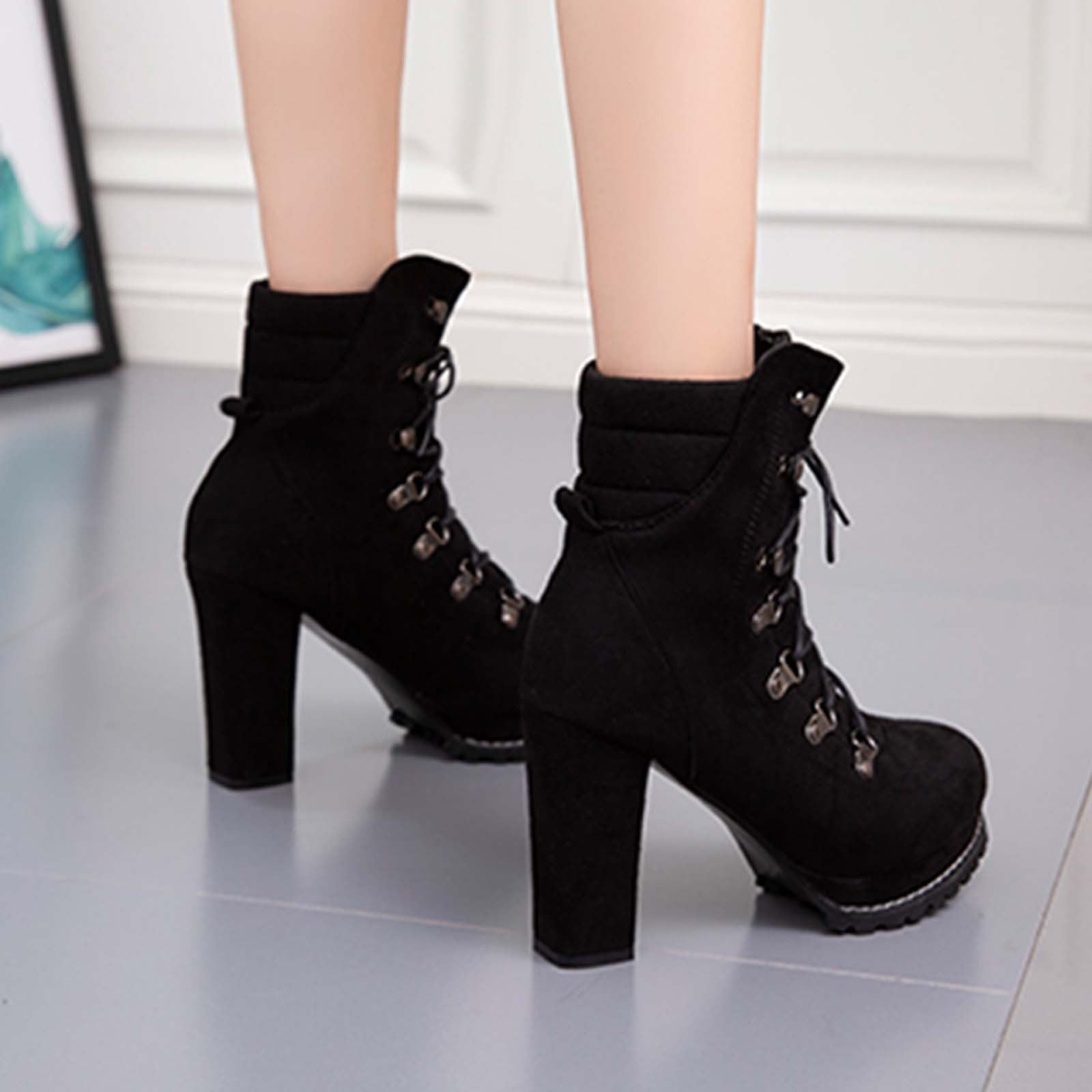 Graceland) Black Lace Up Heeled Ankle Boot in Black | DEICHMANN