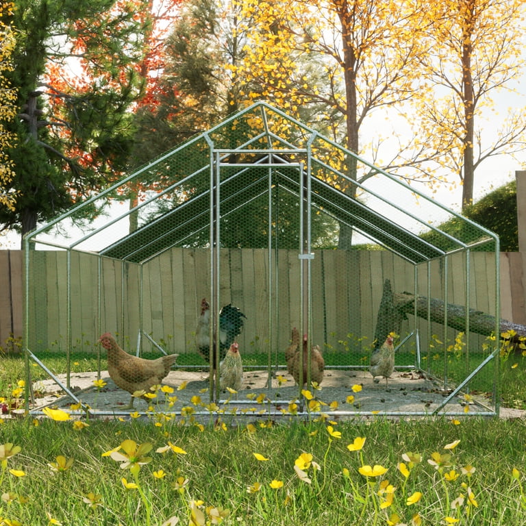 LZBEITEM Large Metal Chicken Coop, Outdoor Walk-in Poultry Cage