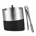 thumbnail image 4 of Cubo de hielo con tapa Macarena Contenedor de cubo de hielo de metal plateado cepillado, 4 of 8