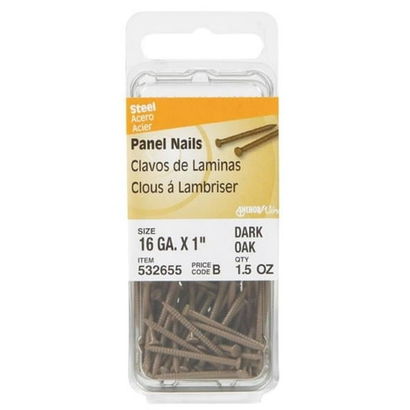 532655 1.5 oz Panel Nails Dark Oak - 1 in. - pack of 6