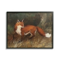 Stupell Industries Wild Fox in Forest Animals & Insects Painting Black Framed Art Print Wall Art, 20 x 16