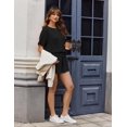 thumbnail image 3 of Wrongduck Women's Elegant Ribbed Romper 2026 Short Sleeve Loose Fit Jumpsuit with Keyhole Back and Pockets Vacation Beach One Piece Outfit, 3 of 7