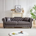 thumbnail image 2 of Mid Century Modern Sofa, 85.5" Fabric Chesterfield Couch with Button Tufting & Nailhead Trim, 3 Seater Deep Seat Sofa with Rolled Arms and Wooden Legs for Living Room, Grey, 2 of 7