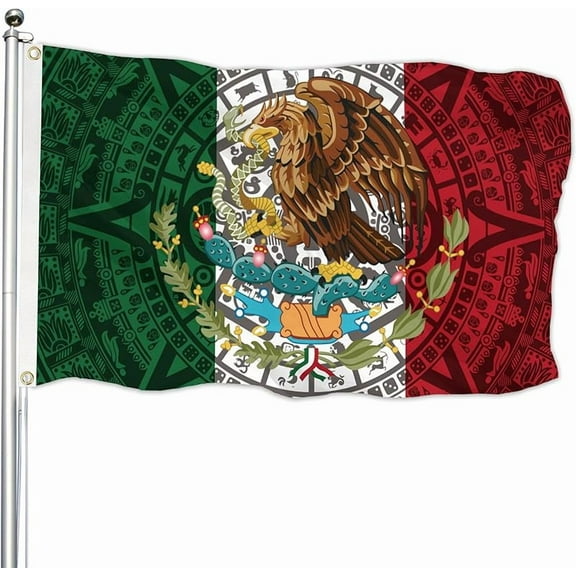 Mexican Flag 3X5 Ft Mexico Outdoor Flag for Garden Yard Bedroom Decor with 2 Brass Grommets
