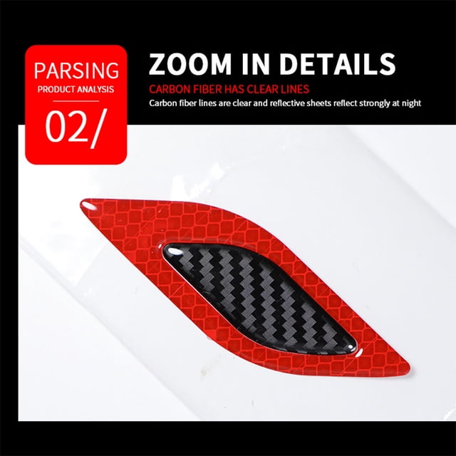 6 Pieces Car Shell Reflective Sticker Body Shell Anti-skid Carbon Fiber Stickers Automobile Anti-collision Decoration Safety Decal Green