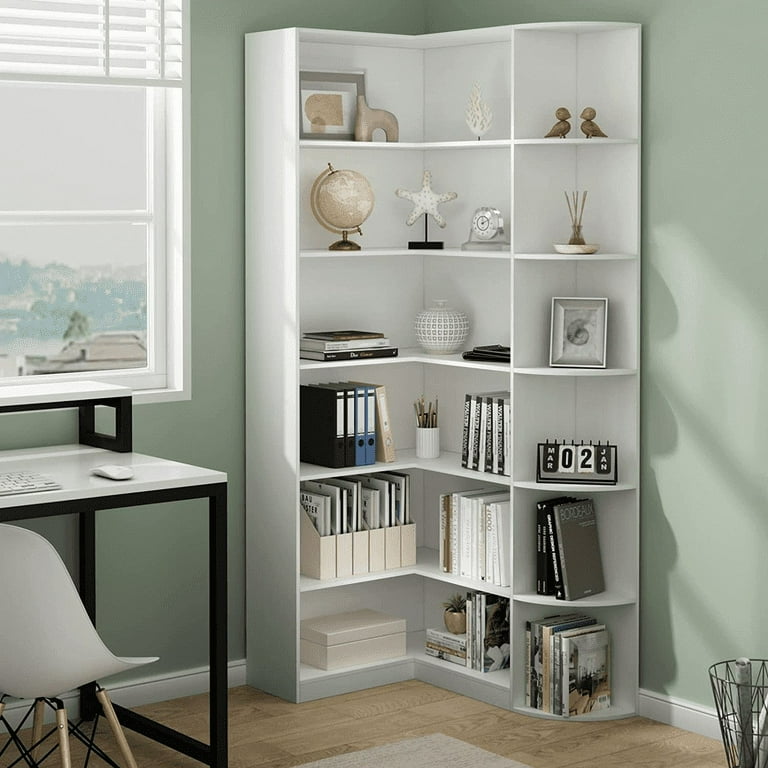 Homfa Corner Shelf, 6-Tier Iron Corner Bookshelf, Tall Skinny