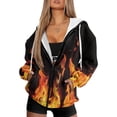 thumbnail image 4 of SCRAWLGOD Fire Print Women's Hoodies with Zipper Hoodies for Women Zip Up Lightweight Hooded Sweatshirt Zipper Front Women Party Long-Sleeve Activewear Zip Up Jacket Women Size XL, 4 of 7