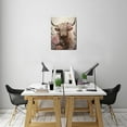 thumbnail image 7 of Cows Highland Cow Wall Art Highland Cattle Cute Cow Stylish Flower Crowned Highland Cattle Canvas Painting Wall Decor Modern Framed Artwork Home Decor for Bathroom Bedroom Living Room 16"x13", 7 of 7