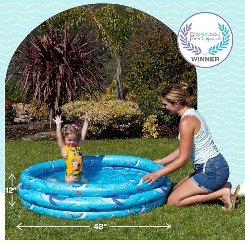 Inflatable Kiddie Pool for Toddlers, 48"X12" Round Plastic Blow Up Kids Swimming Pool, Outdoor Water Play, Ball Pit Toys for Kids Age 2 3 4 5,