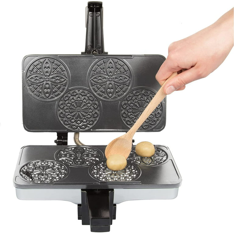 CucinaPro Piccolo Pizzelle Baker for Easter Baking, Electric Press Makes 4  Mini Cookies at Once, Grey Nonstick Interior, Nonstick Maker For Fast