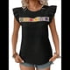 thumbnail image 1 of Blusa de Verano con Bordado Floral para Mujer, Cuello Redondo, Corta Negro XXL, 1 of 10