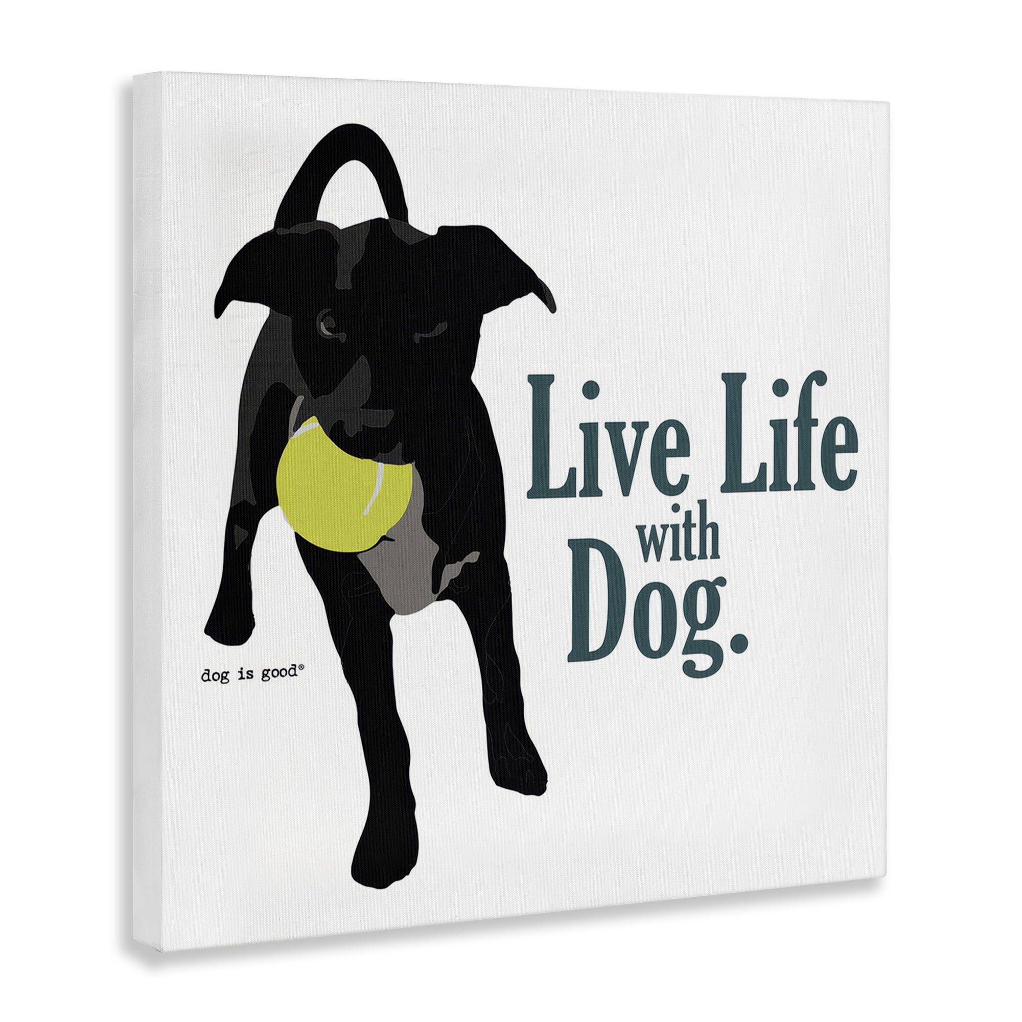 Stupell Industries Live Life with Dog Animals Painting Wrapped Canvas Art Print Wall Art, 24 x 24