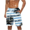 thumbnail image 2 of VgaVtl Elastic Waist Men Shorts Plus Size Mens Shorts Regular Hawaii Casual Striped Workout Shorts,Black 4XL, 2 of 5
