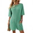 thumbnail image 2 of KyCheLot Summer Outfits for Women Rompers Knit Ribbed Short Sleeve Crewneck Tee Romper with Pockets, 2 of 7