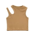 thumbnail image 2 of Kctiaxy Khaki Kids Tank Tops for Girls Round Neck Sleeveless Cotton Top Loose Fits Hollow Out Tees Summer Tanks Cute Top 18-24 Months, 2 of 6