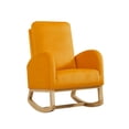 thumbnail image 6 of Rocking Chair Nursery with Pillow& Arc-Shaped Base, Glider Rocker Chairs in Teddy Fabric with Thick Backrest, Comfy Chair Armchair, Orange, 6 of 9