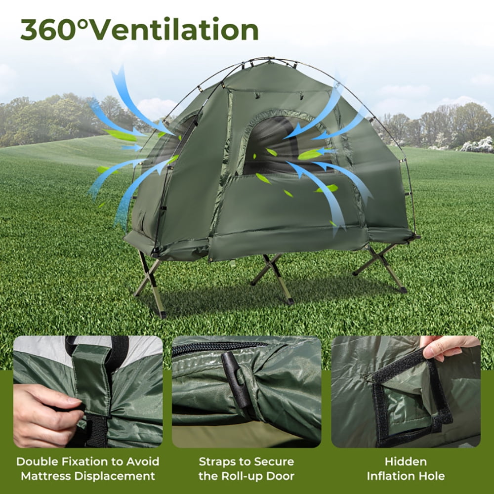Barara King 1-Person Folding Camping Tent with Parasol