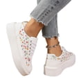 thumbnail image 4 of Willtoo Women’s Floral Print Platform Sneakers, Lace‑Up Low Top Thick Sole Casual Shoes Lightweight Fashion Walking Shoes Non Slip Daily Outdoor Wear Shoes, 4 of 5