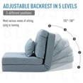thumbnail image 4 of Convertible Flip Chair, Floor Lazy Sofa, Folding Upholstered Couch Bed with Adjustable Backrest, Metal Frame and Pillows for Living Room Bedroom, Blue, 4 of 5