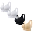 thumbnail image 1 of Timegard Bras for Women 4pc Plus Size Front Closure Full Coverage Support Breathable Comfy Wireless Bras, 1 of 2
