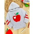 thumbnail image 2 of Girls Hoodie Long Sleeve Sweatshirt Stripe Hoodie Apple Print Sweater, Red, Size: 3T, 2 of 8