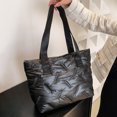 thumbnail image 4 of Bolso acolchado para mujer, bolso Hobo suave y brillante, Color sólido para compras al aire libre femeninas, 4 of 9