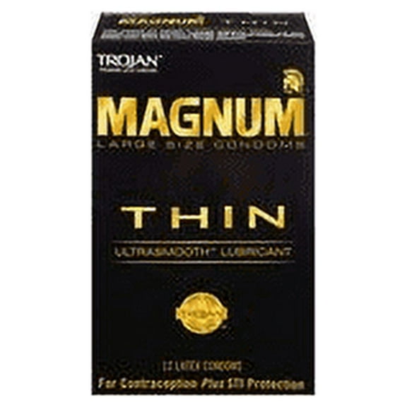 Tojan Magnum Thin Ultra Smooth Gold Lubricant Condoms Reduce Risk, 12 ct