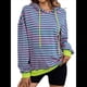 thumbnail image 3 of Sudadera con Capucha A Rayas para Mujer, Estilo Adolescente, para Otoño. Rosa Verde M, 3 of 10
