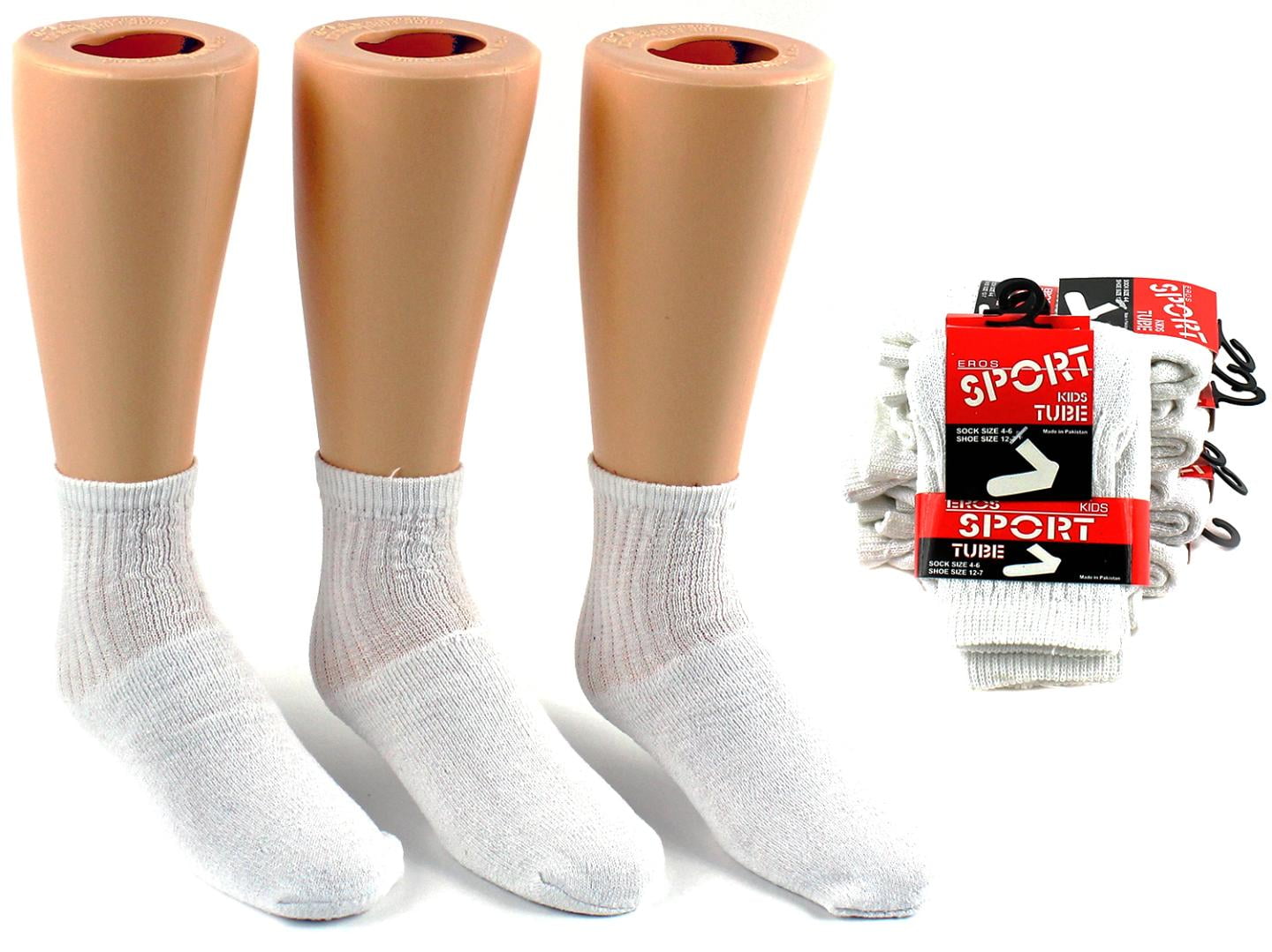 Kids White Tube Socks Size 46 CASE OF 24