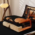 thumbnail image 5 of Manfei Rustic Grizzly Bear Zipper Twin Comforter Sets with Fitted Sheet and 2 Pillowcases, Countryside Pine Tree Zipper Bedding Set, Dark Brown Orange, Black Reversible, 4pcs, 5 of 7