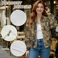 thumbnail image 6 of COEQINE Womens Zip Up Bomber Jacket Coat Stand Collar Short Jackets with Pockets, Long Sleeve Cropped Coat Fashion Tops Outerwear Fall Outfits Sweatshirts, XX-Large, Camo Hunting Forest, 6 of 7