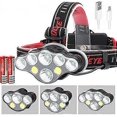 thumbnail image 1 of LED Headlamp, 350000LM Headlamp, Rechargeable, Waterproof, with 8 LEDs, 8 Lighting Modes, 1 of 4