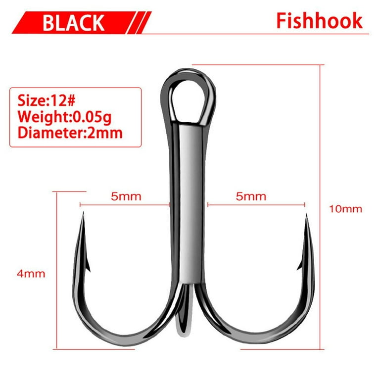 10PCS Fishing Treble Hook High Carbon Steel Barbed Hooks Lure Triple Hook 2#  4# 6# 8# 10# Fishing Hook Accessories BLACK SIZE 8 10PCS 