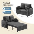 thumbnail image 3 of 3 in 1 Pull Out Couch, Convertible Sleeper Sofa Bed, Loveseat Sofa Couch with Cup Holders, USB & Side Pocket,  for Living Room, Bedroom, Includes Toss Pillows, Gray, 3 of 6
