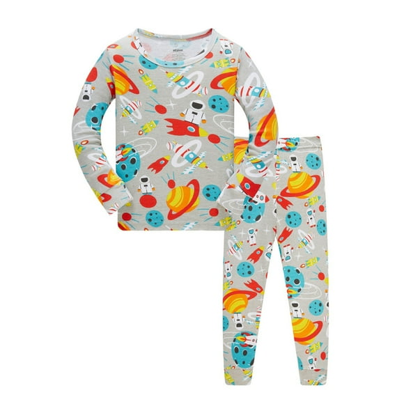 Toddler Boys Girls Pajamas Cartoon Animals Kids 2 Piece Pj's Long Sleeve Sleepwear Clothes Set Outfits