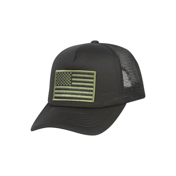 USA Olive Patched Black Twill Mesh Cap