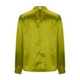thumbnail image 3 of Women's Silky Satin Long Sleeve Tops High Neck Dress Shirt Business Casual Dressy Blouses Solid Color (S, Green), 3 of 5