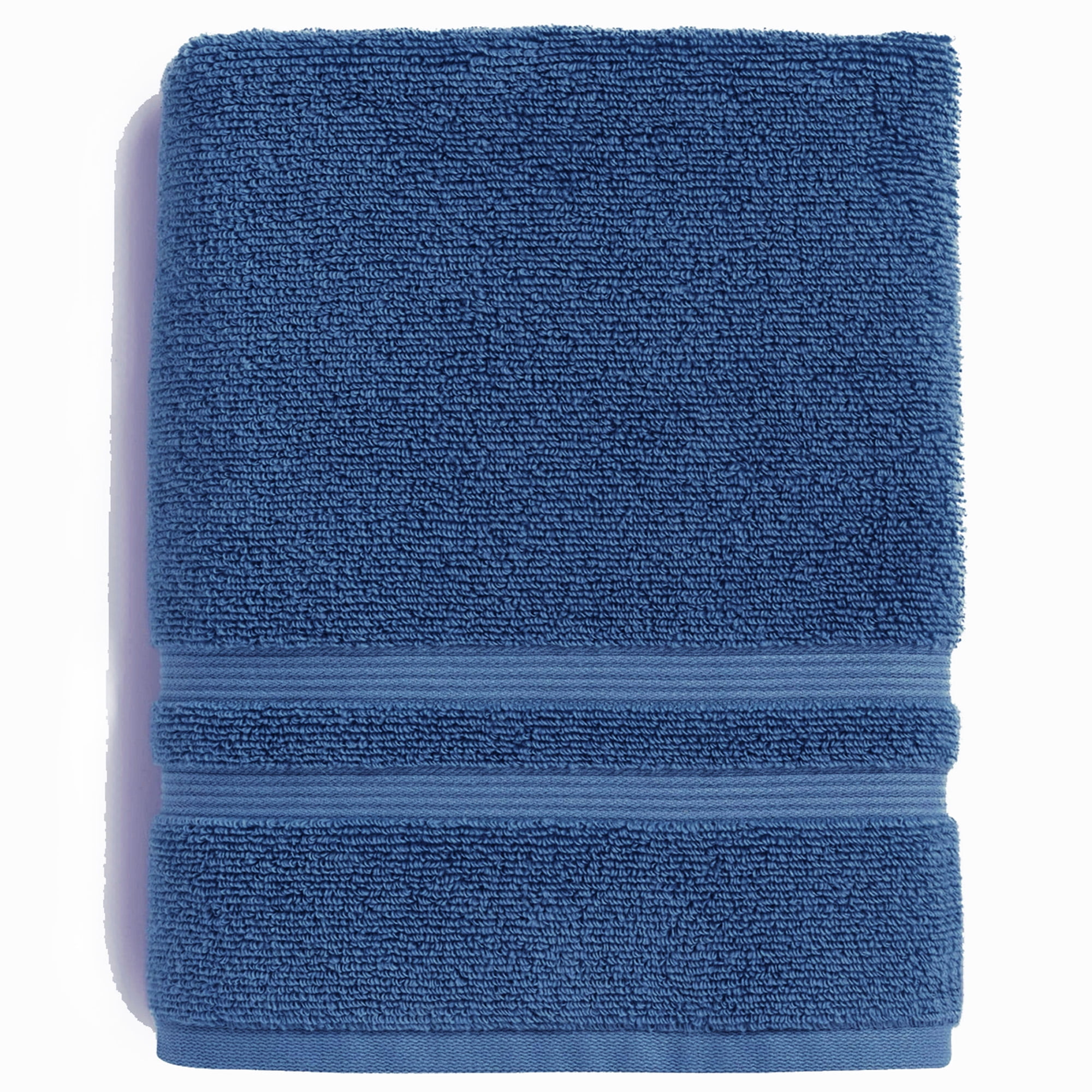 (4 pack) Mainstays Performance Bath Towel, Quick-Dry Cotton Blend, Super Soft, Fade-Resistant, Solid Navy