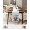 thumbnail image 3 of 4th of July Table Runner 72 Inches, Independence Day Spring Floral American Flag Bed Runner Dresser Scarves Tabletop for Indoor Outdoor Parties/Ceremony/Banquet, 13" x 72", 3 of 8
