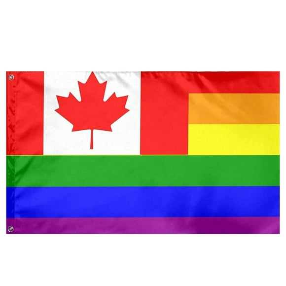 jovati Drapeau d'Érable Arc-en-Ciel 3x5 Ft Drapeau de Caractère Canadien avec la Couleur d'Impression