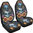 thumbnail image 3 of FOR U DESIGNS Skull Marigold Flower Pattern 2 Pcs Automotive Seat Cover Scratch-Resistant Auto Seat Protectors Lightweight Car Accessories Car Front Seats Fit for Sedan Truck SUV, 3 of 7