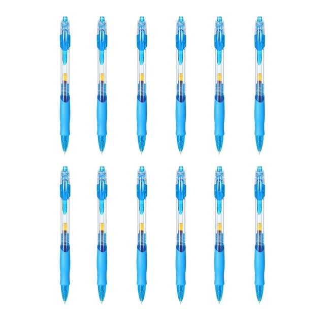 Gel Pens 12 Count 0.5mm Fine Point Blue Ink Retractable Smooth Writing Pens with Non-Slip Grip for Office Journaling Note Taking Campus Use