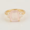 thumbnail image 2 of KIRAN FINE JEWEL Pear Rose Quartz CZ Diamond Cocktail Band Ring Yellow Gold Plated 925 Silver Wedding Women Gemstone Statement Jewelry Gift For Her, 2 of 5