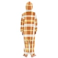 thumbnail image 3 of Orange Plaid Pattern One Piece Pajamas Soft Jumpsuit Cozy Sleep and Play Romper Zipper and Pockets 9-11Y, 3 of 8