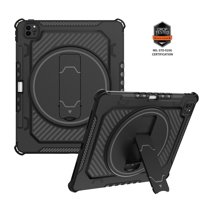Nalacover Heavy Duty Tablet Case for iPad Pro 12.9" 6th/5th/4th/3rd Gen 2022/2021/2020/2018, Rotated Kickstand Pen Holder Soft TPU Rugged PC Shockproof Military Grade Helmet Protective Cover,Black