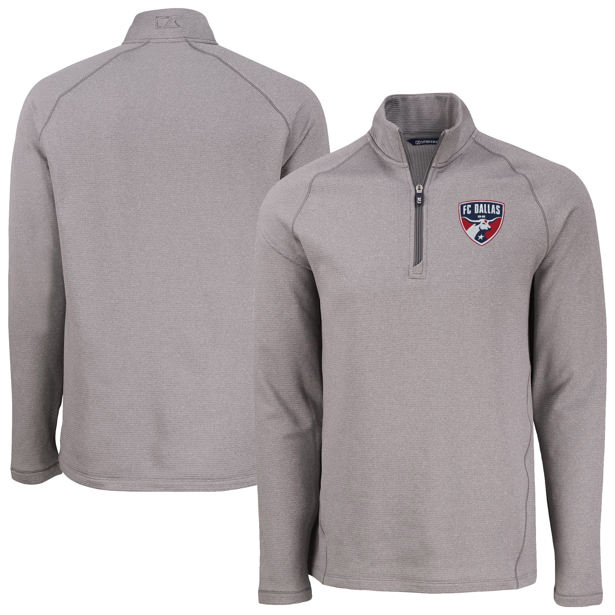 Men's Cutter & Buck Heather Gray FC Dallas Peshastin Eco Fleece Recycled Raglan Half-Zip Top