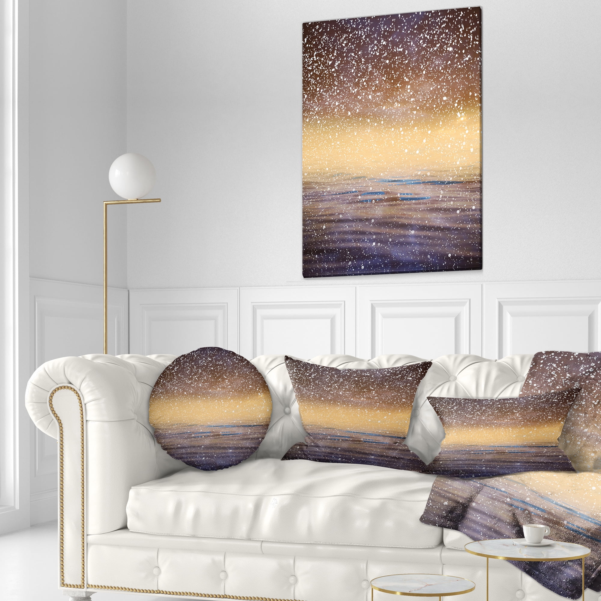 Designart Brown Sky Reflection in Lake - Skyline Photography Throw Pillow - 12x20