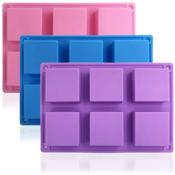 3 Packs 6 Cavities Silicone Cake Baking Mold (Purple, Blue, Pink), DaKuan Baking Mold Cake Pan, Biscuit Chocolate Mold, Ice Cube Tray, Soap Mold