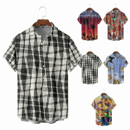 

Big Men s Beach Button Down Shirts Tropical Relaxed-Fit Bowling Shirts For Men